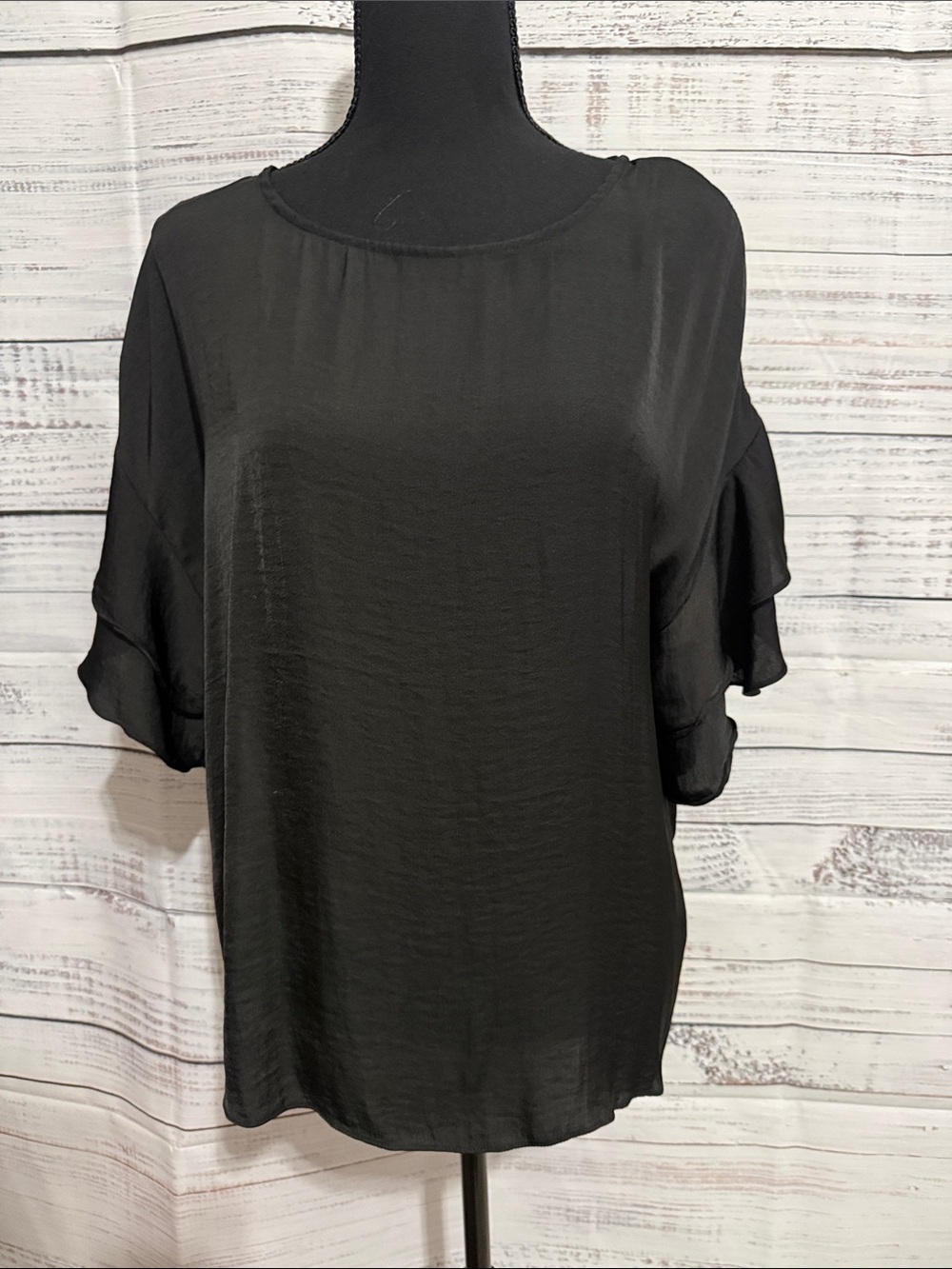 Naked Zebra Black Ruffle Sleeve Blouse